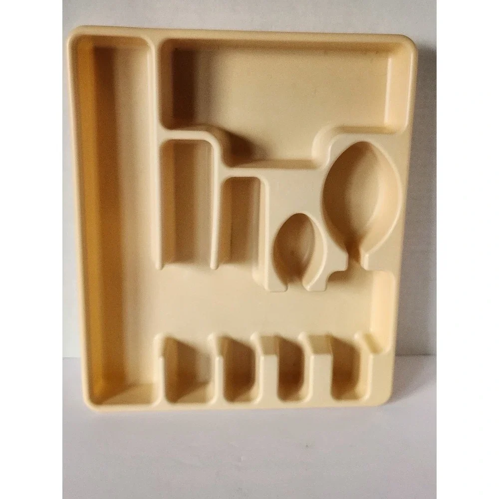 VTG Rubbermaid Silverware Flatware Utensil Holder‎ Tray 2922 Almond, Tan